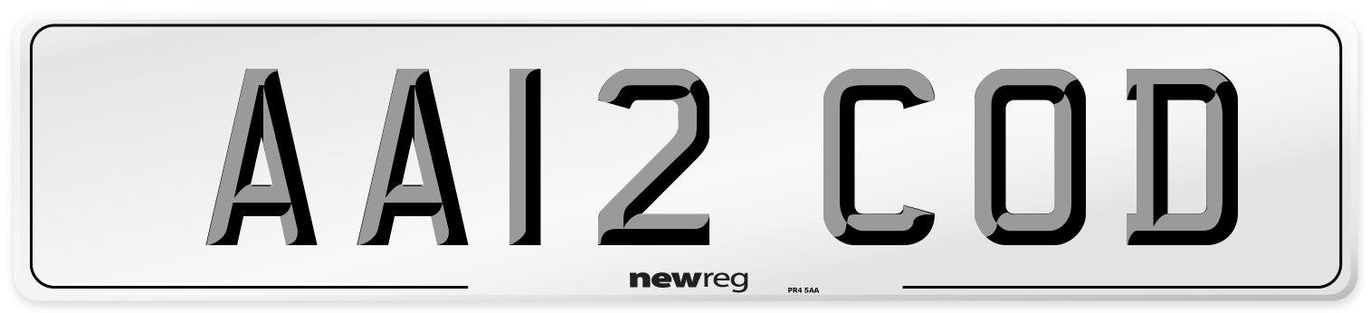 AA12 COD Number Plate from New Reg
